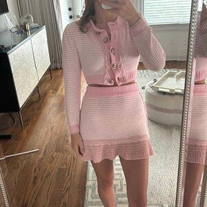 LoveShackFancy Blush Pink Sweater Skirt Set